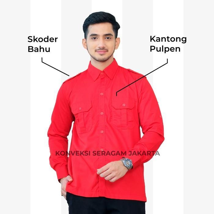 Pdl Baju Kemeja Seragam Kerja Pakaian Dinas Lapangan Merah Bisa Bordir