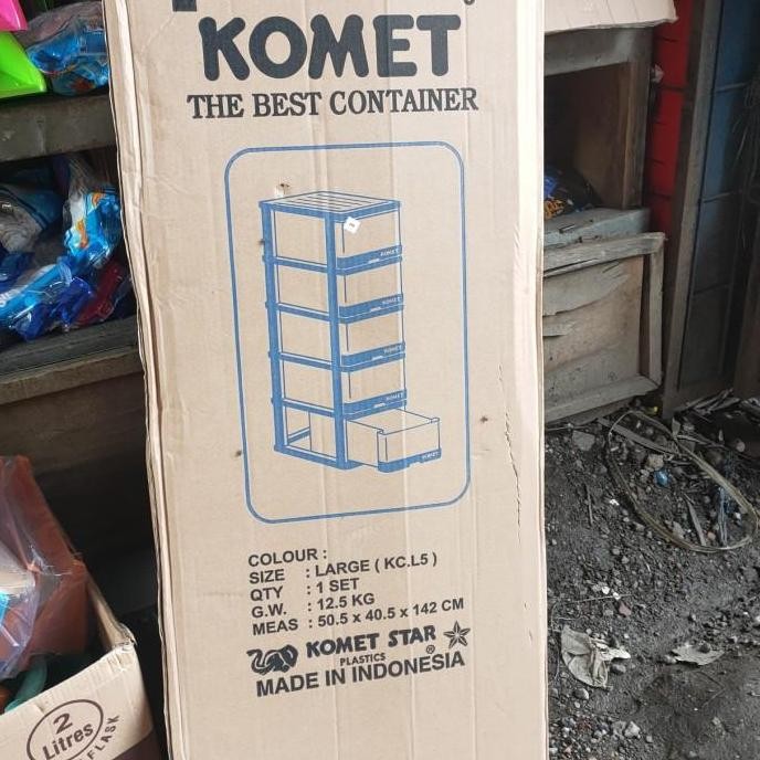 PROMO DISKON - lemari pakaian/laci plastik 5 susun komet/tempat baju L