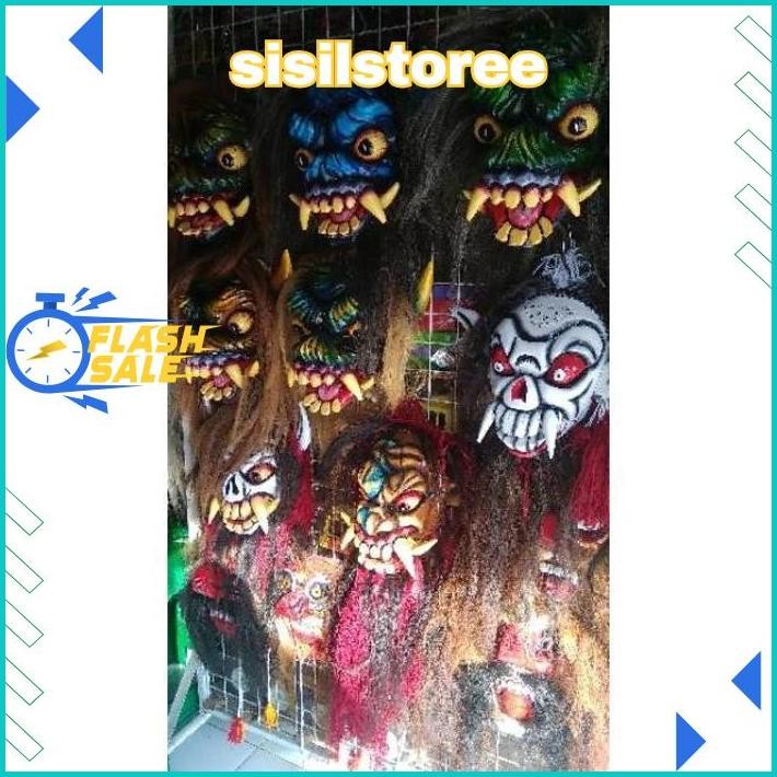 DISKOM GEDRUKAN TOPENG MOSTER GEDRUK /TOPENG SPON MAINAN GIGI KAYU SERAM /TOPENG GERDUK