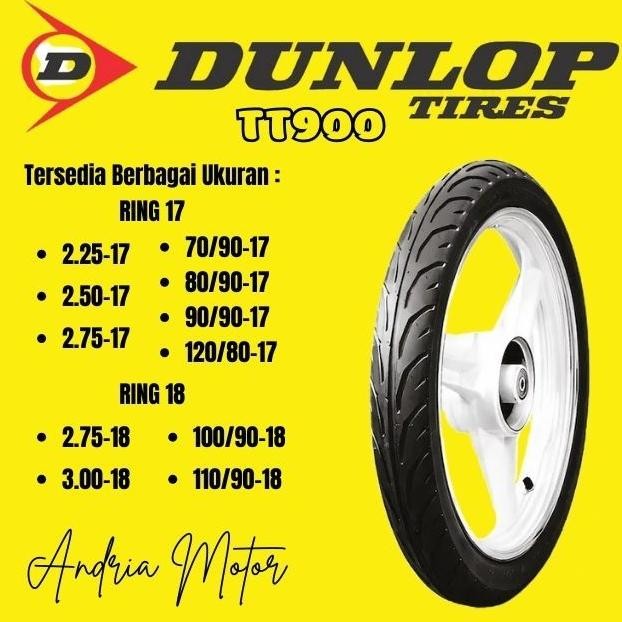 Dunlop TT900 Tubetype | 70/90-17 | 80/90-17 | 90/90-17 | 120/80-17 | 100/90-18 | 110/80-18 |
