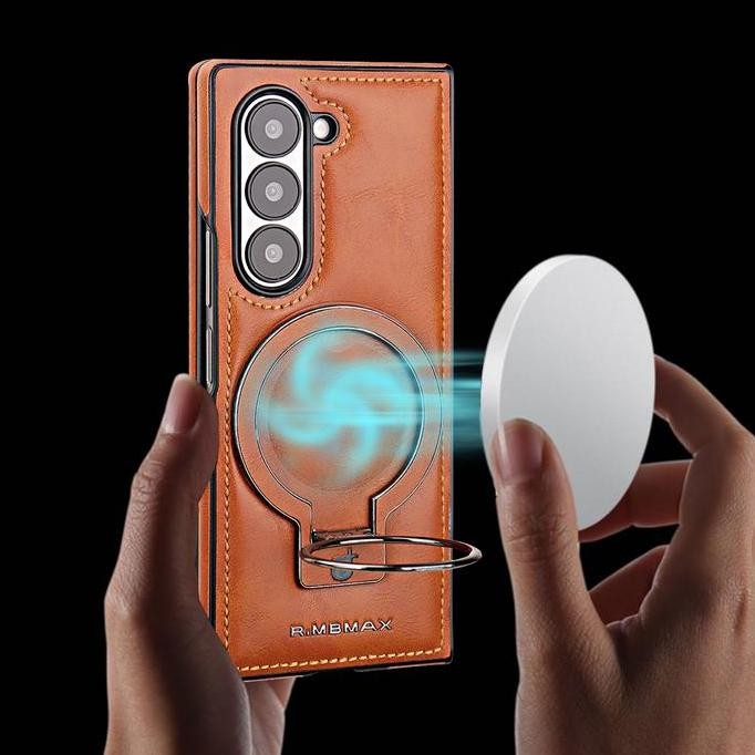 Casing For SAMSUNG Z FOLD3 - FOLD 3 Magsafe stand Leather Back Case Cover Kulit Softcase