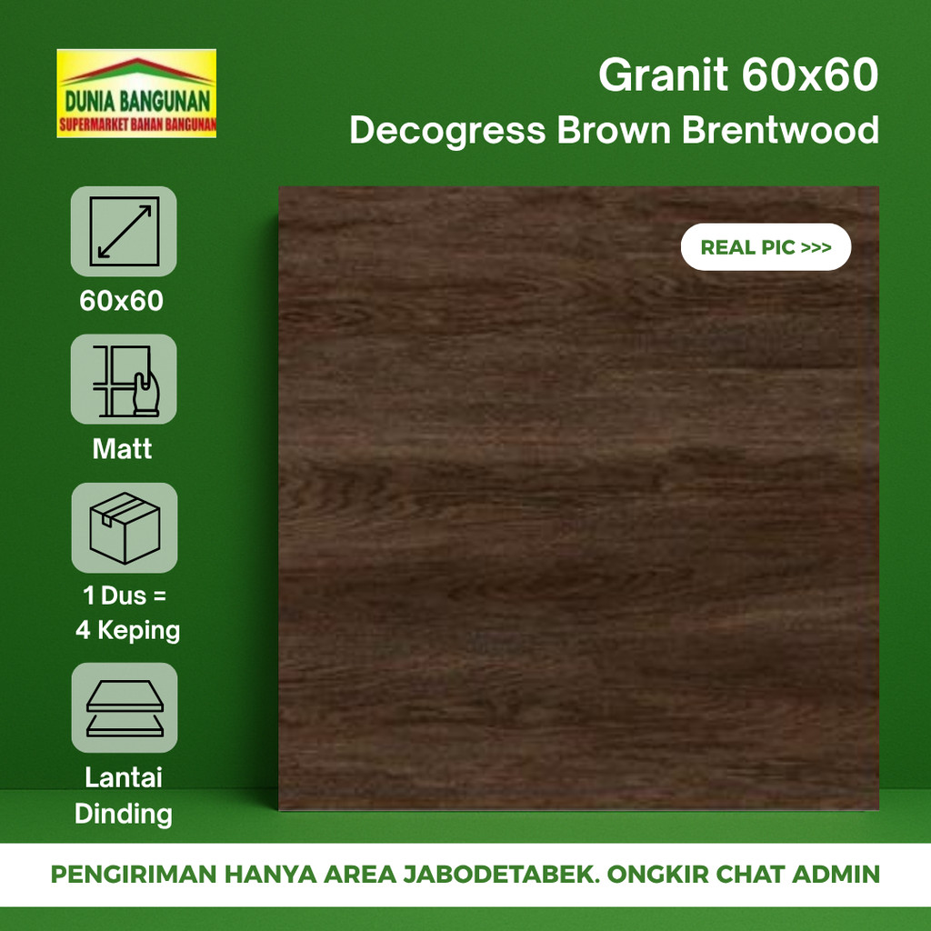 Granit 60x60 Lantai Urat Kayu Decogress Brown Brentwood Granit Lantai Motif Urat Kayu / Granit Lanta
