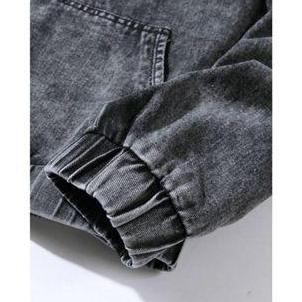 Jaket Hodie Bahan Jeans Denim Varian Warna Blue Sanwans & Black Sanwas Nyaman Panjang Top Pria Wanit