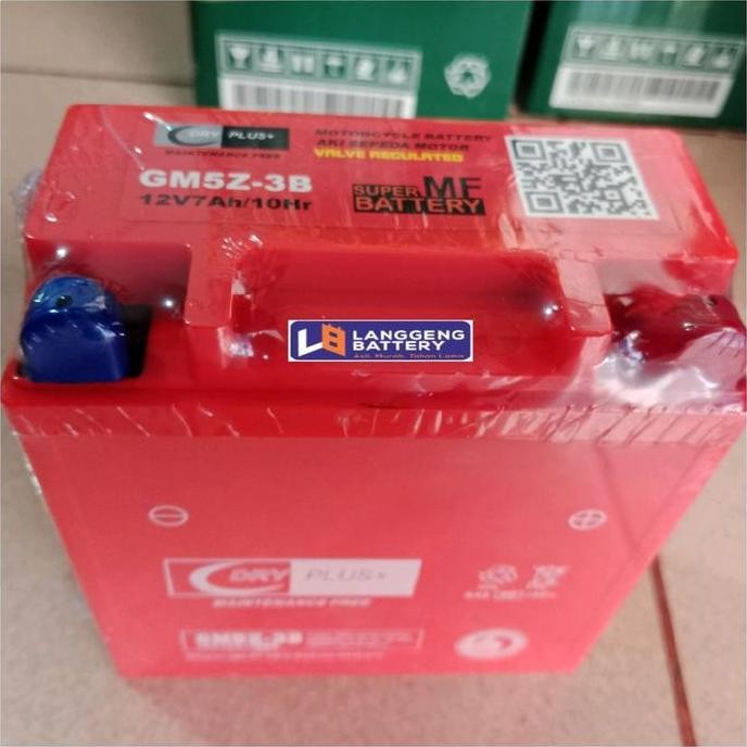 Aki Motor Gm5Z-3B Dryplus Aki Kering 12Volt / 7Ah Untuk Honda, Yamaha, Suzuki, Kawasaki