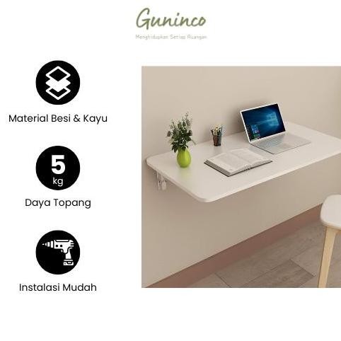 NEW - (GUNINCO) Furniture MEJA SIKU Kayu LIPAT dinding meja ambalan tempel braket besi engsel