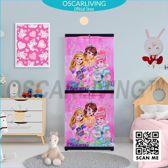 PROMO - Sinbak Lemari Pakaian Plastik Motif Princess/Lemari Plastik Serbaguna