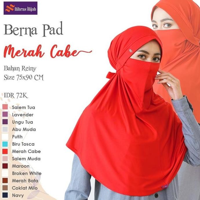 Promo Nibras Hijab Berna Pad Merah Cabe Jilbab Instan Bergo Masker Trendi 20 COD
