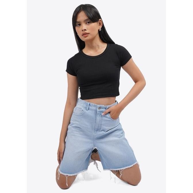 COLORBOX Basic Denim Bermuda Shorts I-SPDKEY225G154 Lt. Blue