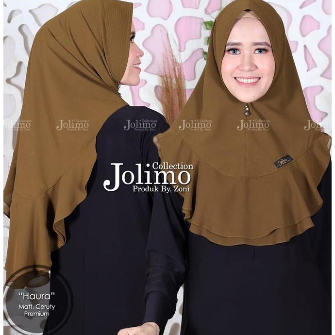 Promo khimar ceruty Haura / jilbab ceruty  2 layer pet antem / hijab pakain wanita COD