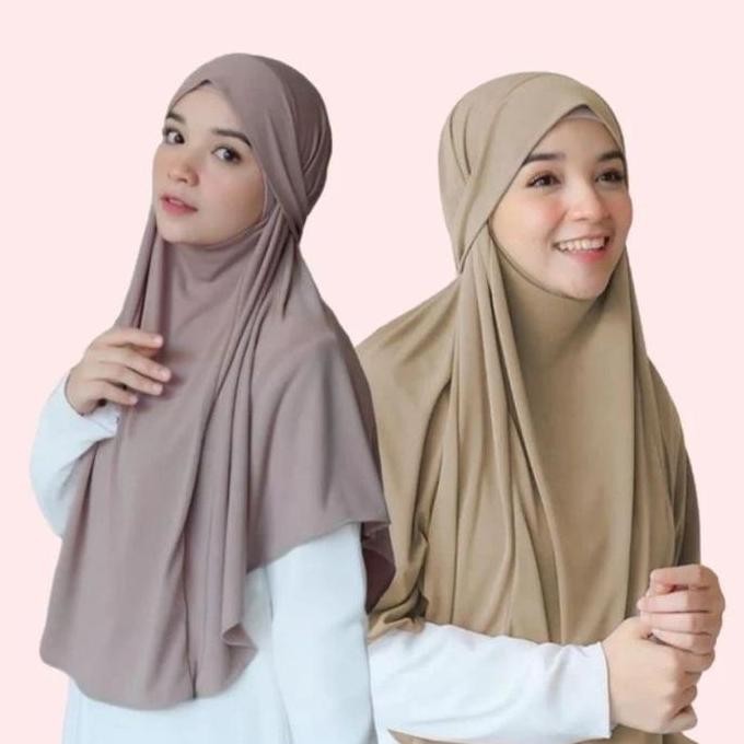 Promo BERGO FRENCH 3IN1 JUMBO CADAR JERSEY / HIJAB INSTAN DAILY LESTI PREMIUM JILBAB WANITA MUSLIM C