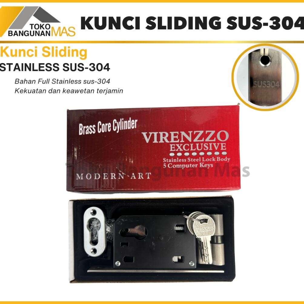 Miliki - Body Kunci Sliding Stainless SUS-304 Virenzzo Body Kunci Mekar Body pintu geser SUS-304