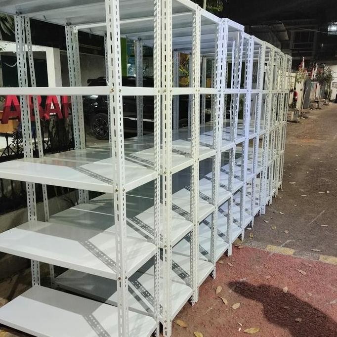 rak besi siku lubang (5susun) +kaki karet