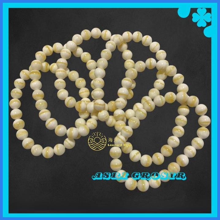 GELANG KULIT KERANG SUPER MATA KUCING ASLI 100% PUTIH SERAT EMAS / PUTIH MUTIARA BAHAN BERKUALITAS N