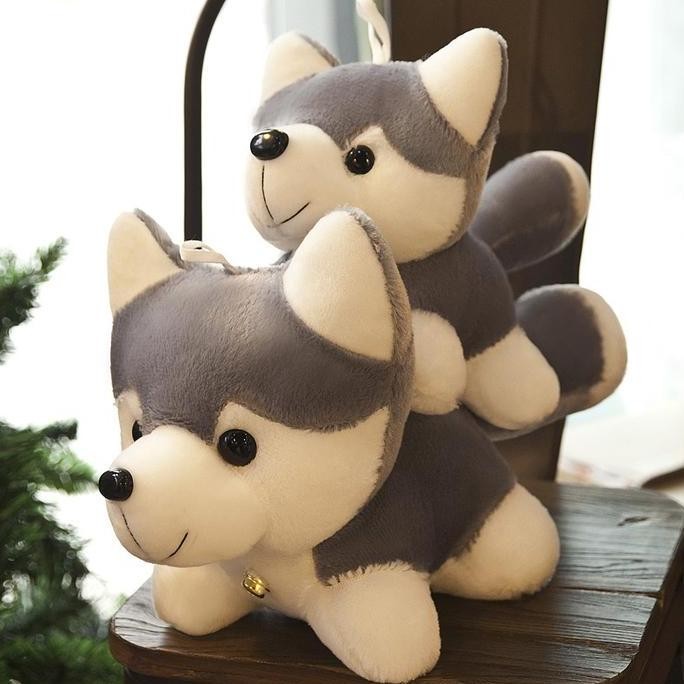 Boneka Husky Anjing Serigala Imut Kristal Super Lembut Kado Pacar Anak
