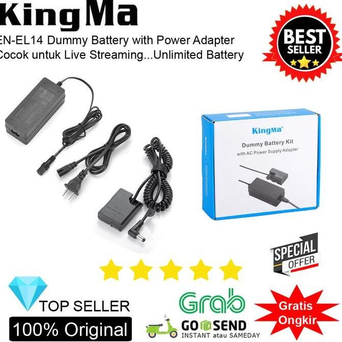 Kingma Dummy Battery Nikon EN-EL14 - For Live Streaming - VLOG & Timelapse - Baterai Colok Listrik C