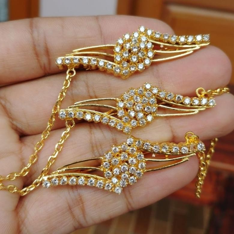 Bros Peniti Kebaya Mata 3 Susun Permata Wajik Lapis Emas 24k