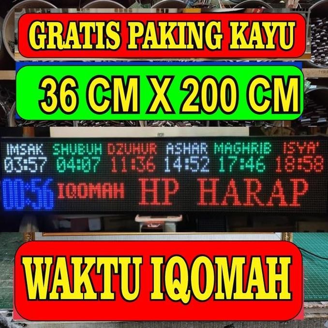 jam waktu sholat digital masjid Running text besar uk 36 x 200 cm
