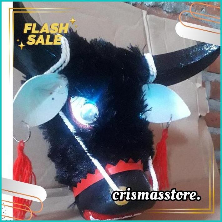 Mainan Anak Bantengan Mata Menyala  | Jaranan | Kuda kepang | Kuda Lumping | Topeng Banteng Kayu COD