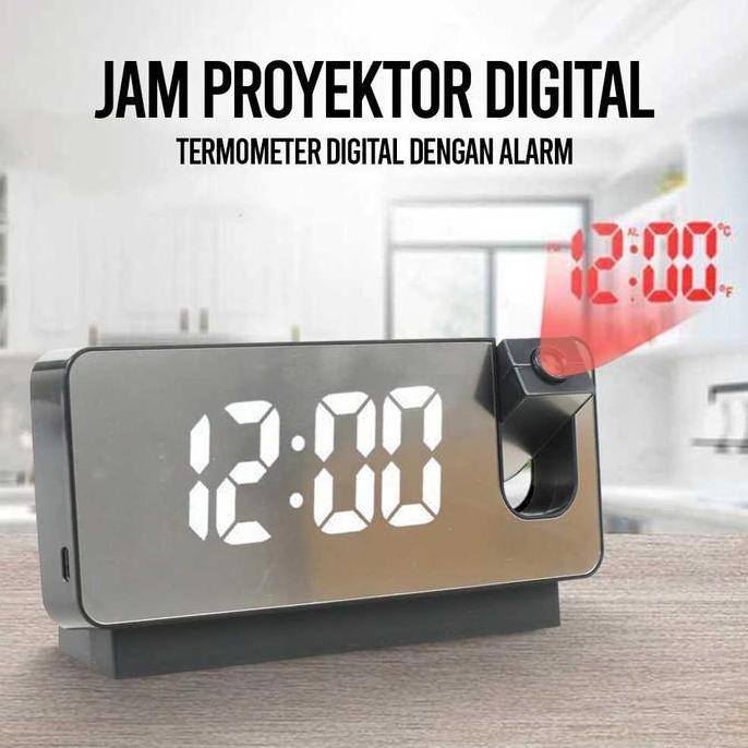 Jam Alarm Digital Proyektor Temperature Jam Proyektor Jam MejaBlack