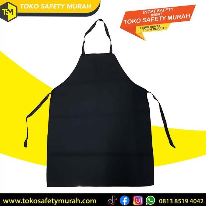 Apron Drill Warna Hitam Polos Celemek Kain Celemek Masak Koki