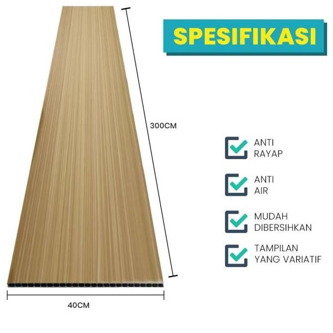 Wallpanel Polos WPC/ Wall Panel Polos PVC/ Wallboard Dinding 3.0 Meter x 40 Cm