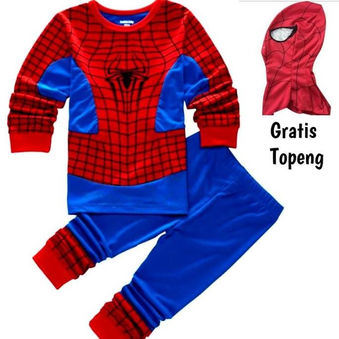 BAJU SETELAN SPIDERMAN FREE TOPENG KAIN