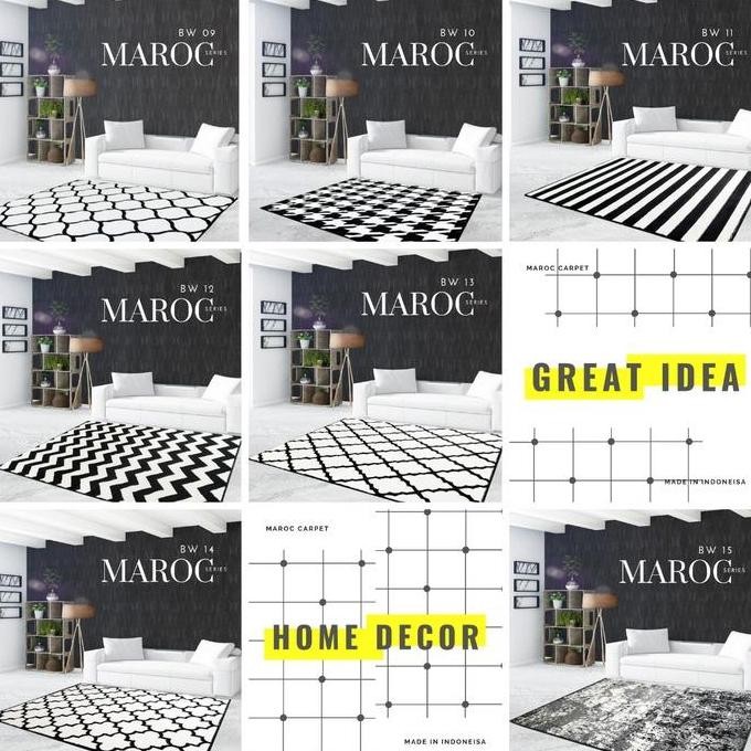 Karpet Lantai 160X210 Maroc Monokrom, Karpet Permadani Bulu Tebal