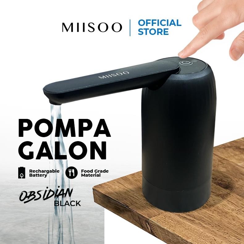 MIISOO Pompa Obsidian Black/Pompa Air All Black/Pompa Galon Elektrik/Pompa USB Charger Pompa Air Gal