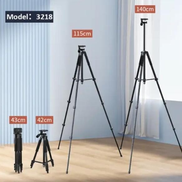 ROULACASE - SMARTCOM - Tripod 140 cm Premium 3218 For Mirrorless DSLR Kamera HP Holder U Kaki Stabil