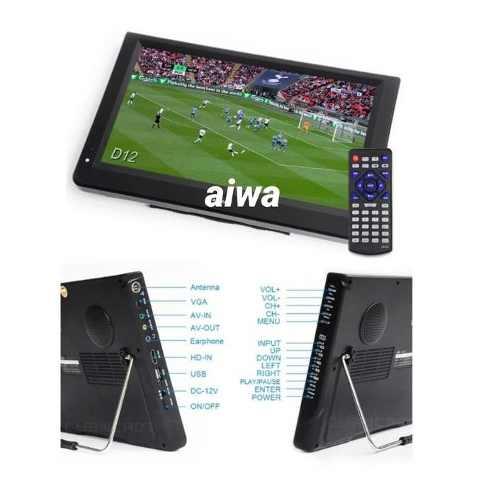 Portable Tv Digital Analog Full Hd Mobil Video Player Media 12 Inch