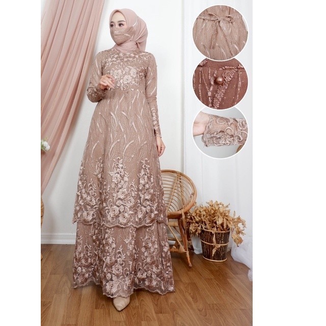 GAMIS TILLE TINGKAT / DRESS KONDANGAN / GAMIS TILLE FULL BRUKAT / GAMIS BUSUI / GAMIS PESTA / GAMIS 