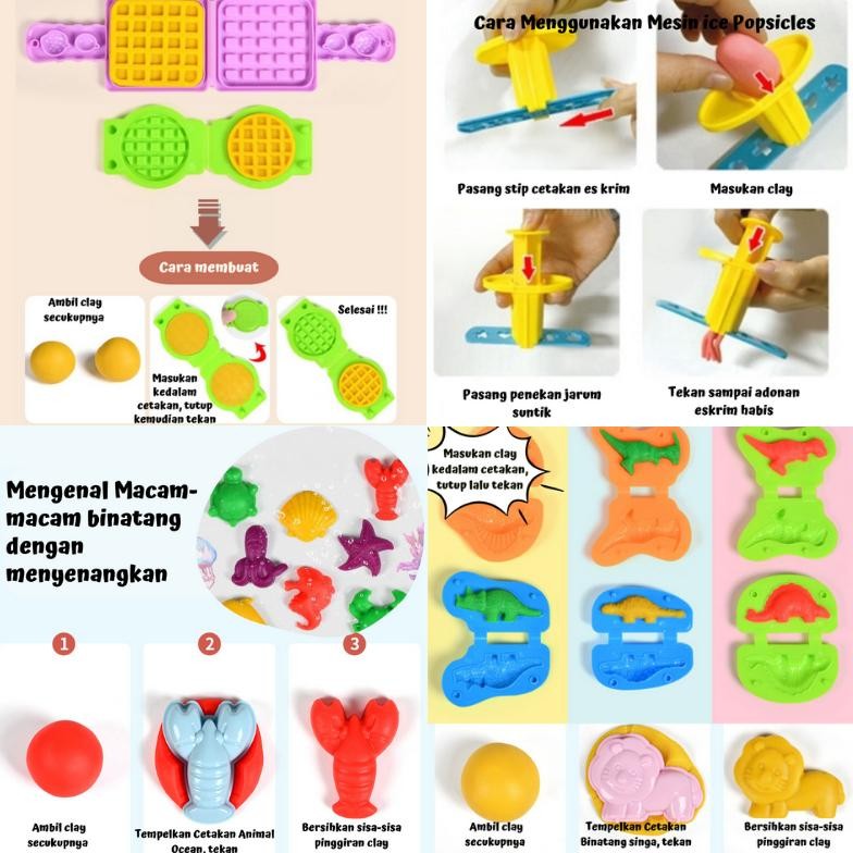 Terbaru - FULLSET Clay Play Dough Doh Pretend Play Mainan Lilin Anak Burger, Pizza, Dentist, Noodle,