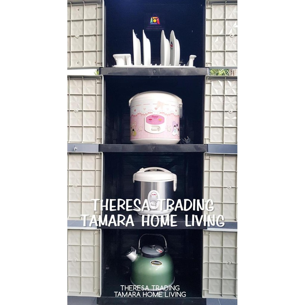 LEMARI PLASTIK DIAMOND KACA CERMIN 4 SUSUN 4 NEW DESIGN