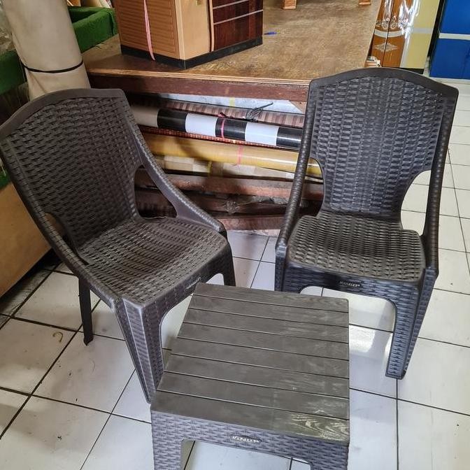 Set kursi plastik napolly ( 2 kursi + 1 meja )