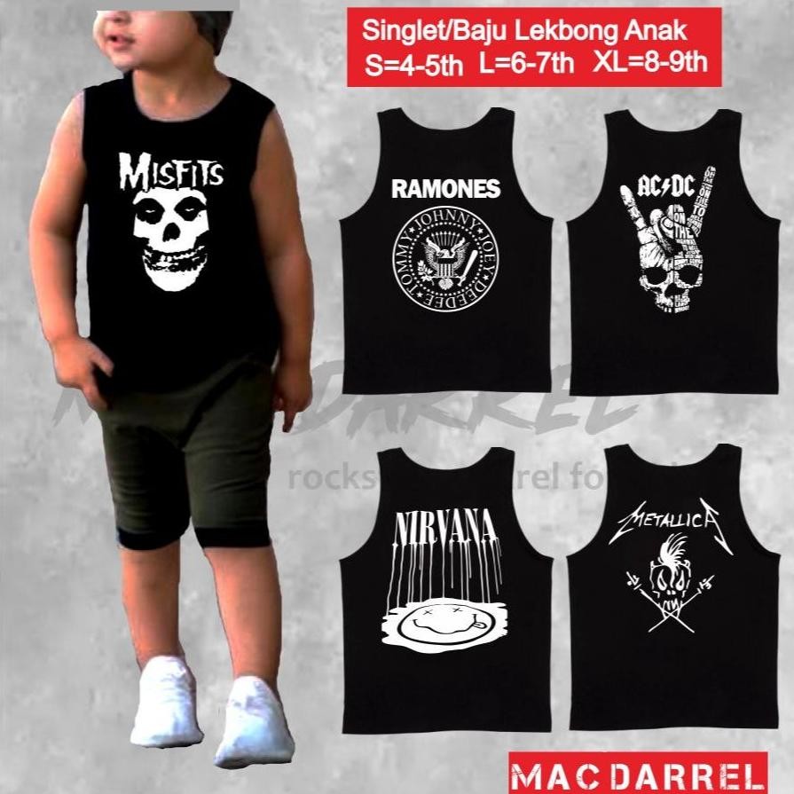 Terbaik Baju Bayi Singlet Band Misfits, Ramones, ACDC, Nirvana, Metallica ..