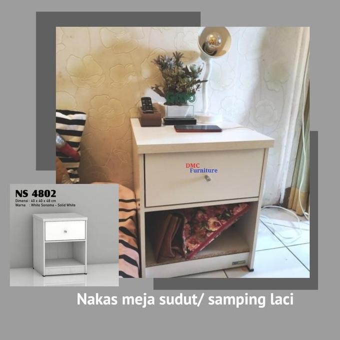 Nakas meja samping tempat tidur rak lampu murah laci serbaguna