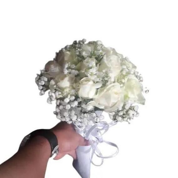 Buket bunga pengantin | buket prawedding bunga mawar putih asli dan fresh