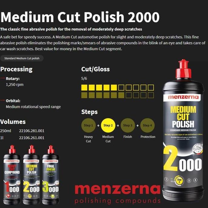 Menzerna 2000 Medium Cut Polish 1 Liter, Kompon Compound Poles Mobil