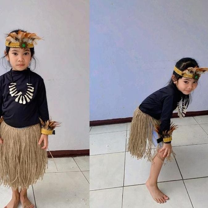 baju adat papua anak perempuan / baju rumbai papua perempuan