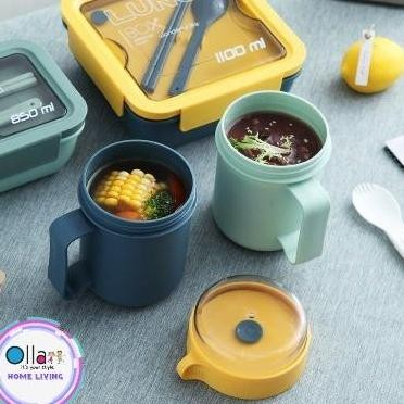 Gelas Mug Soup Multifungsi Or-0238 Free Sendok Anti Tumpah 500 Ml