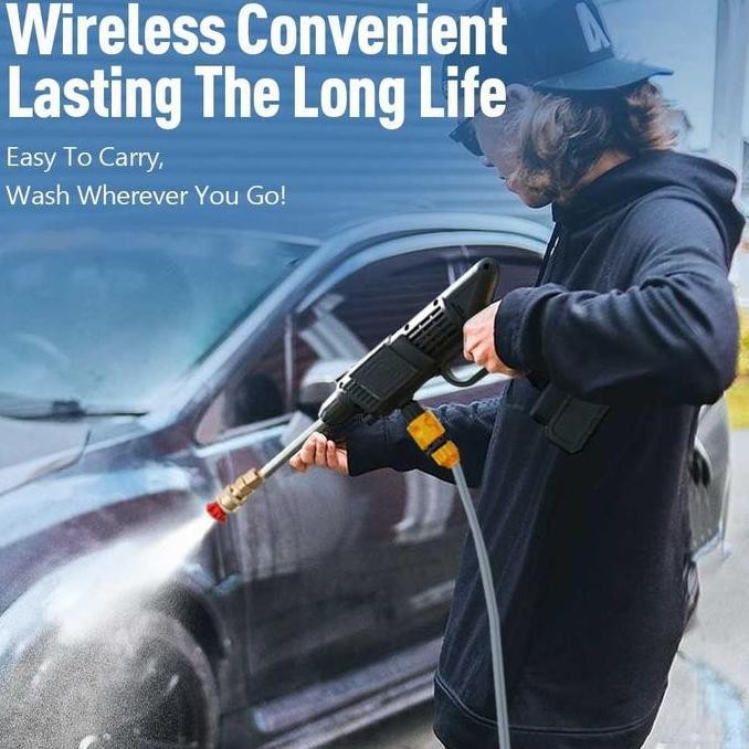 DF312>> Semprotan Air Cuci Mobil High Pressure Steam Sabun Baterai Cas 168 VF