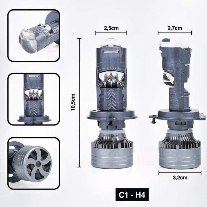 DB10>> SEPASANG LAMPU LED MINI PROJECTOR HEADLAMP FOGLAMP H4 H11 NINE LUXIMOS C1 CUT OFF 100 WATT
