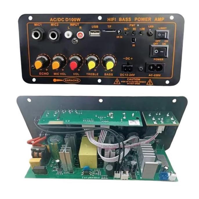 DF365>> D100 Papan Amplifier Bluethooth 300 Watt Audio Speaker Subwoofer Karaoke DC 12-24Volt AC 220