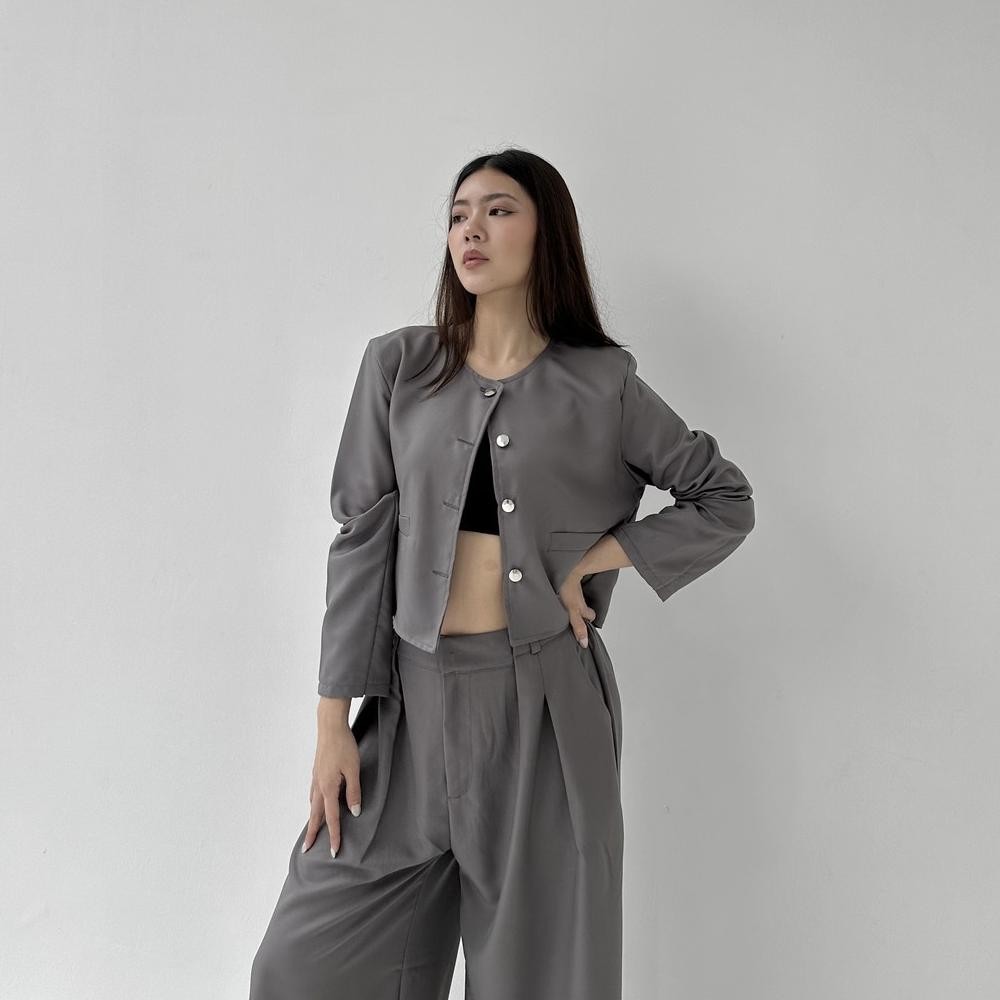 Miliki SOL BLAZER - Atasan Outer Blazer Wanita Luaran Crop Top Jacket Murah Baju Lengan Tangan Panja