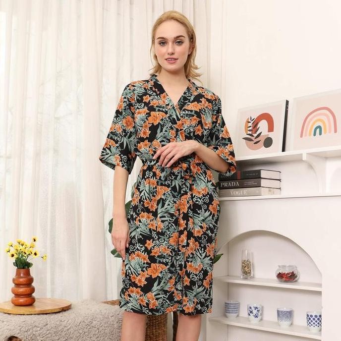 660578-Cynthia Rosemarry Kimono Set 2 In 1 - Black