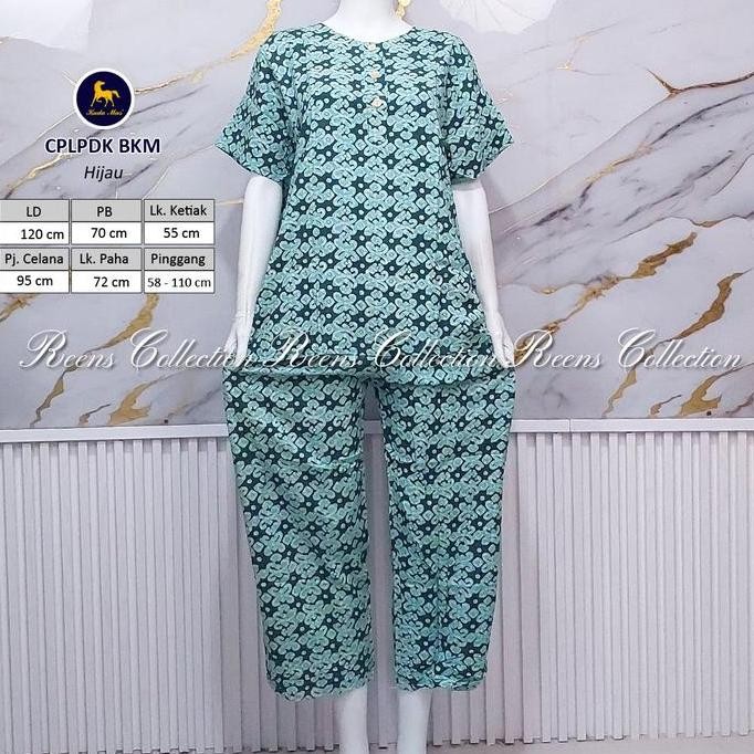 Batik Kuda Mas Setelan Cplpdk | Piyama Wanita Celana Panjang Lengan Pendek 3 Kancing Depan