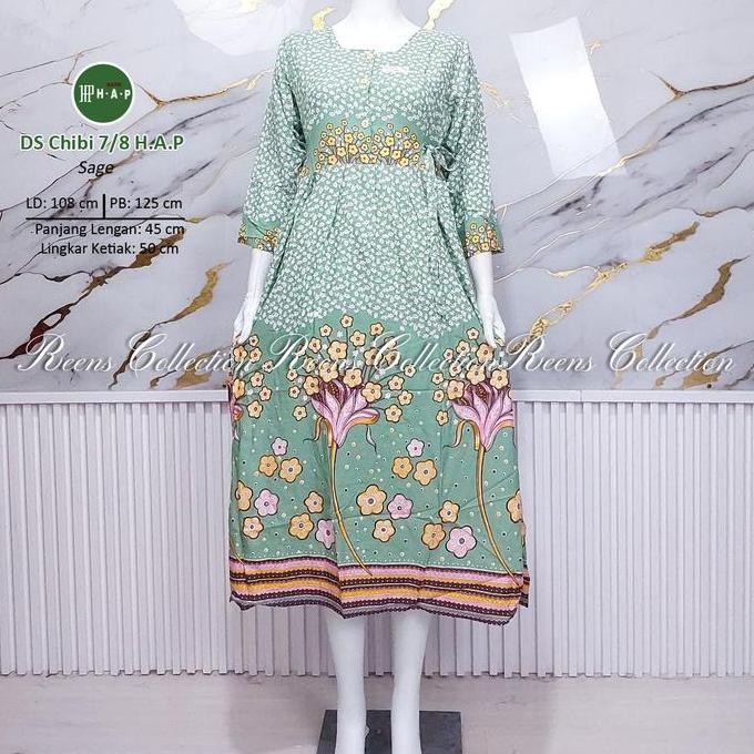 Batik H.A.P Daster Chibi Lengan 7/8 | Daster Panjang Semata Kaki 3 Kancing Depan