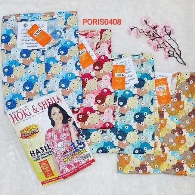 Baju Tidur Hoki & Sheila Xxl Jumbo Katun Wanita (Bear Family)