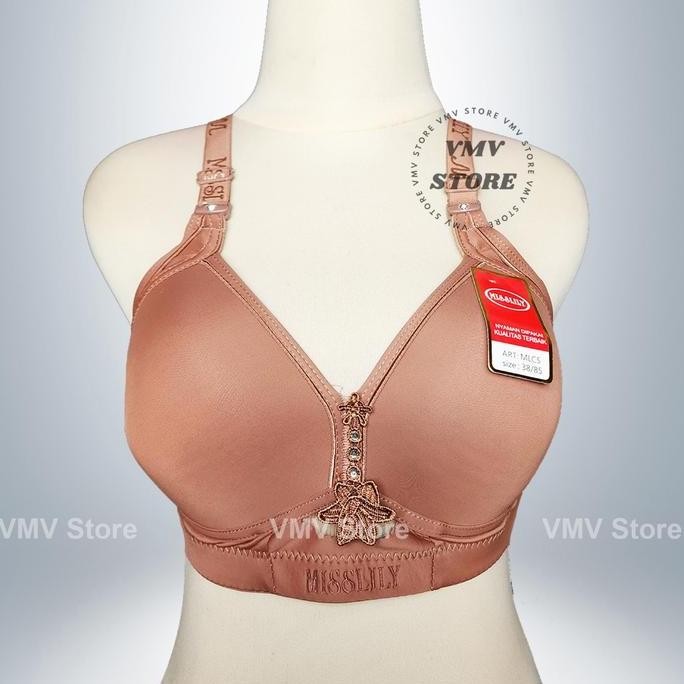 Bh Jumbo Misslily Ml C5 Cup C Bra Tanpa Kawat Nyaman Kait 3 Mini Lace Cantik Busa Lembut