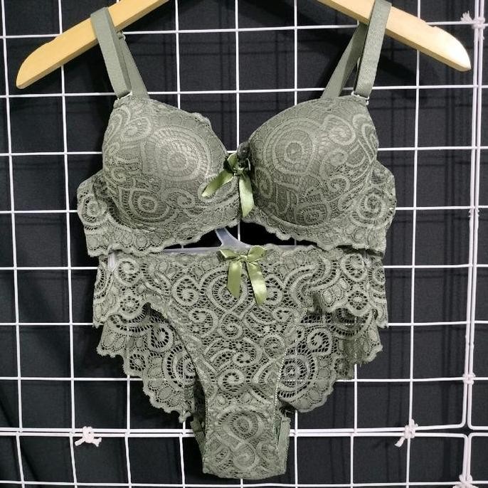 Bra Set Wanita Import Korea Bra Set Kawat Busa Tebal